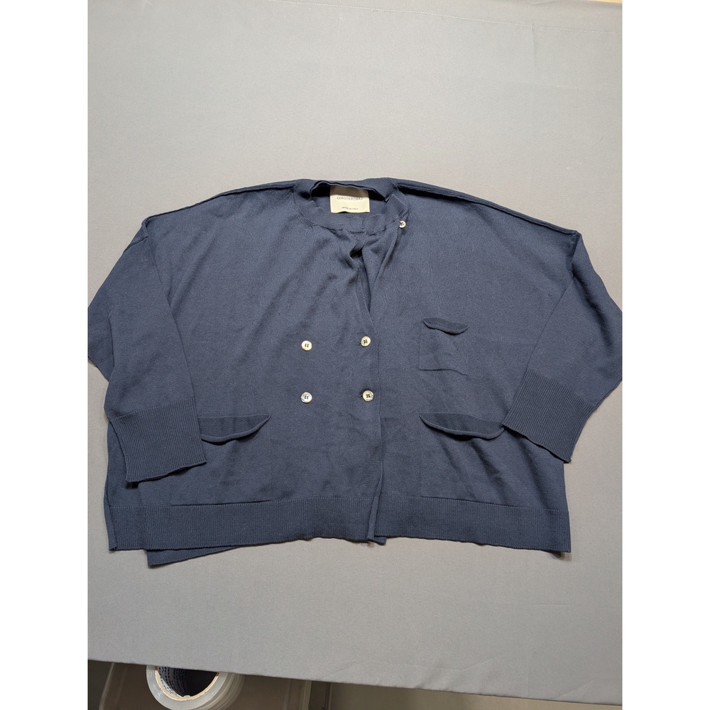 Laboratorio Women's Double-Breasted Cotton Cardigan Navy Blue XS